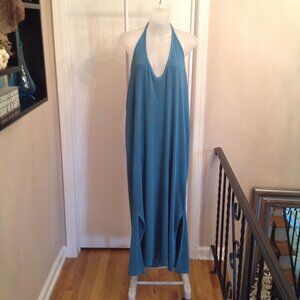 NWT Old Navy Teal Blue Fitted Rib-Knit Halter Midi Dress 3X